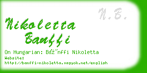 nikoletta banffi business card